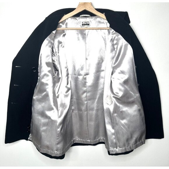 JONES Studio Womens Peacoat Wool Blend Double Breasted Car Jacket Size 8 Black - Picture 7 of 12